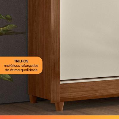 Guarda Roupa Casal França 3 Portas de Correr 2 Gavetas Madeirado-off White