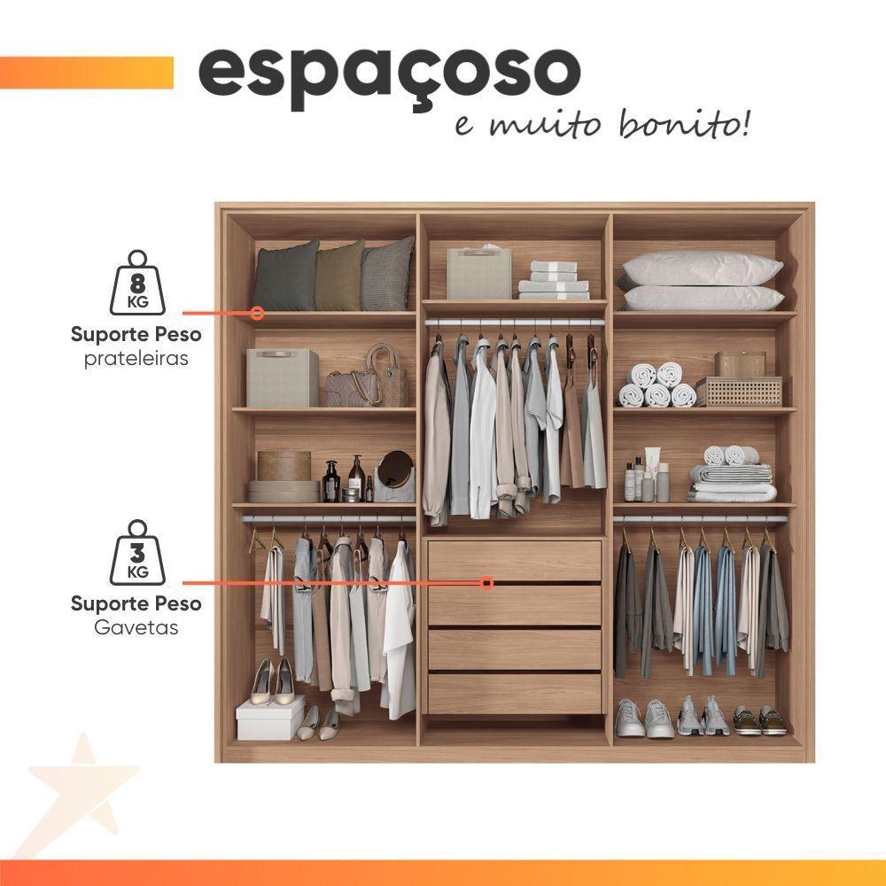 Guarda Roupas Casal 6 Portas 4 Gavetas Milano Andirá Madeirado/terracota - 5