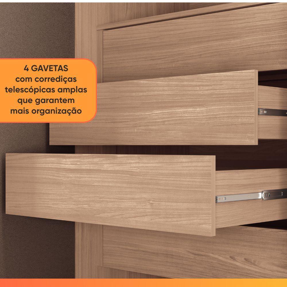Guarda Roupas Casal 6 Portas 4 Gavetas Milano Andirá Madeirado/terracota - 7