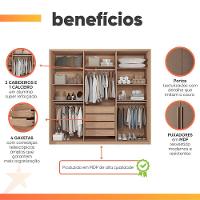 Guarda Roupas Casal 6 Portas 4 Gavetas Milano Andirá Madeirado/terracota