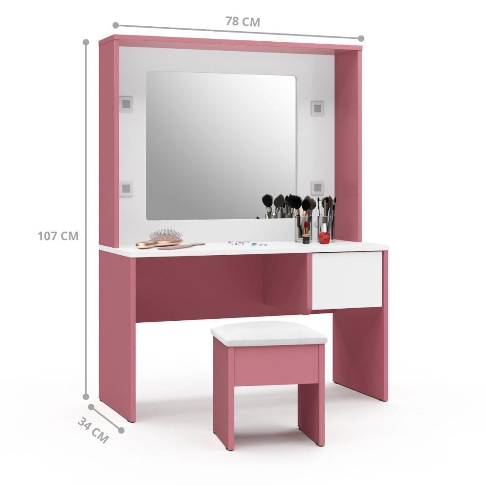 Penteadeira Infantil Bombonera Branco-rosa - 4