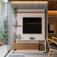 Painel Suporte Manila Off White Perolizado-jequitiba Ripado - 1