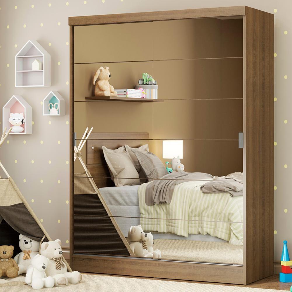 Guarda-roupa Infantil Madesa 2 Portas Correr Espelho Rustic - 6
