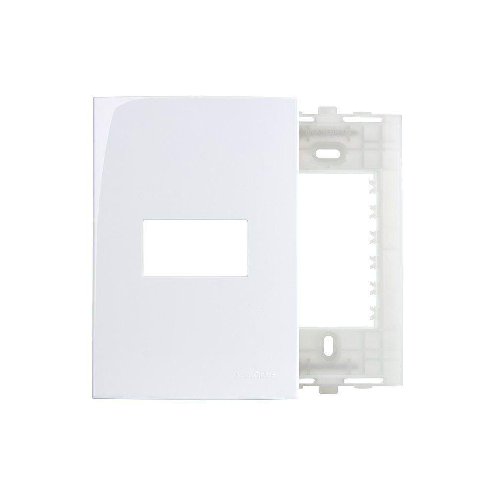 Placa Com Suporte Margirius Sleek 4x2 Para 1 Módulo Horizontal Branca - 1