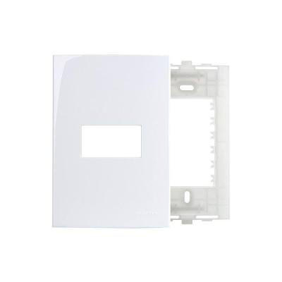 Placa Com Suporte Margirius Sleek 4x2 Para 1 Módulo Horizontal Branca