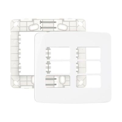 Placa Com Suporte Margirius B3 4x4 Para 6 Módulos Horizontais Branca