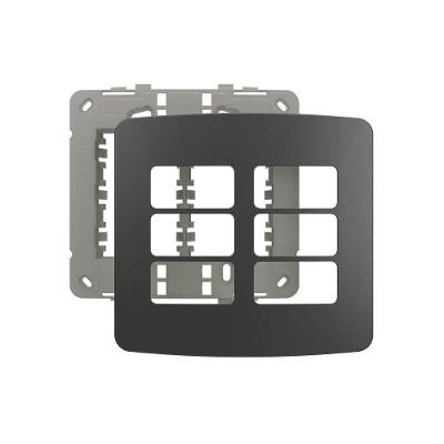 Placa Com Suporte Margirius B3 Colors 4x4 Para 6 Módulos Horizontais Grafite