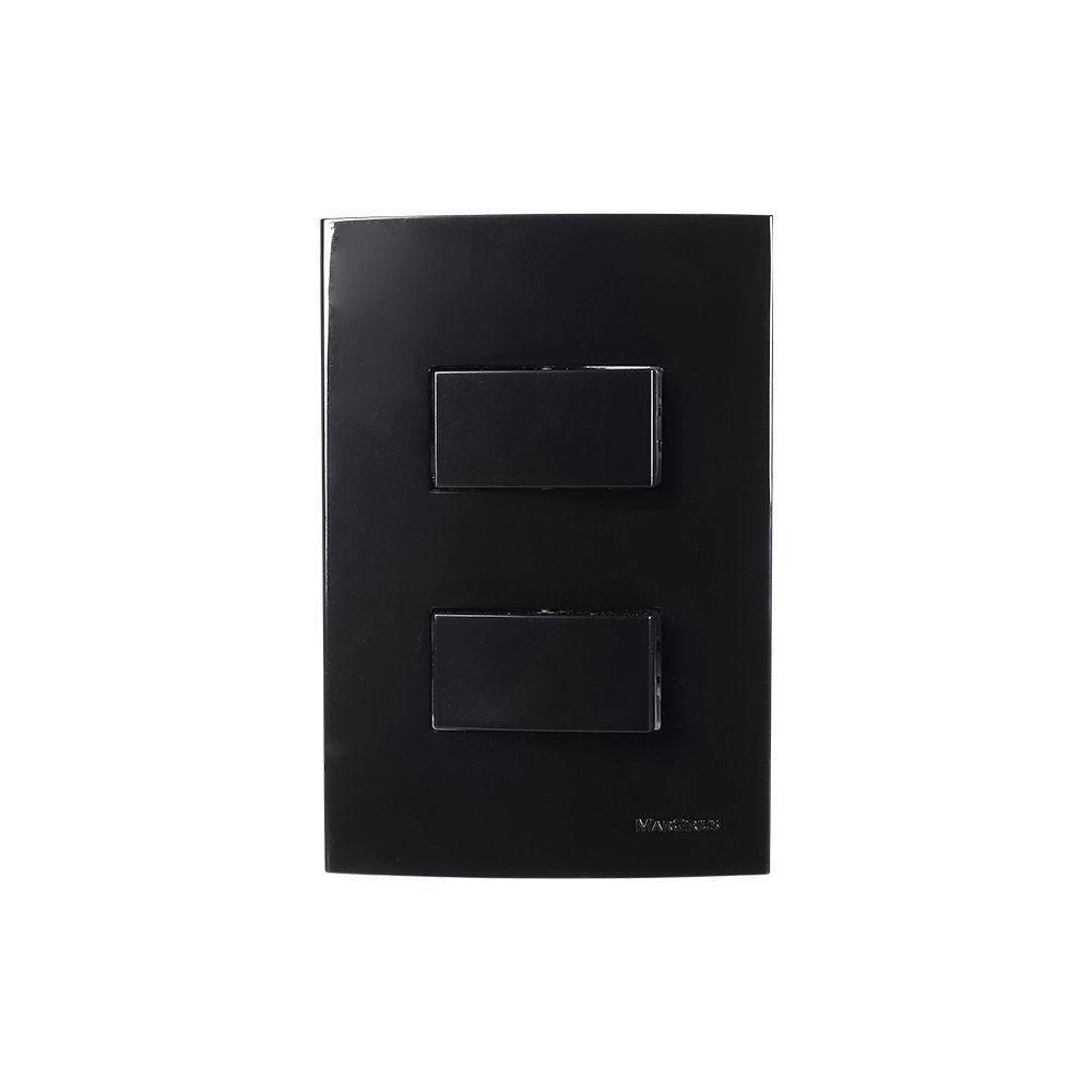Interruptor Simples Duplo Margirius Sleek 10a Com Placa 4x2 Preto Ebony - 1