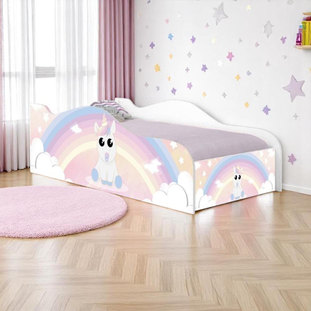 Cama Carro Solteiro Joy Unicórnio Bebê Solteiro Com Colchão - 1