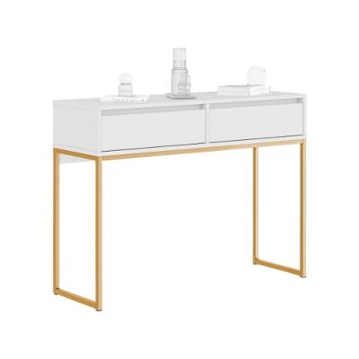 Buffet Luce Retro Madeira 2 Gavetas Estilo Industrial Branco Dourado