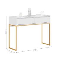 Buffet Luce Retro Madeira 2 Gavetas Estilo Industrial Branco Dourado