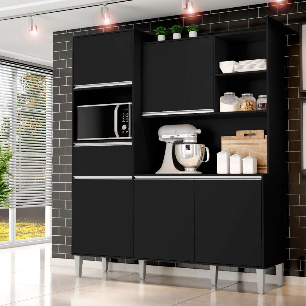 Armario De Cozinha Completo Saturno Preto Fosco - 1