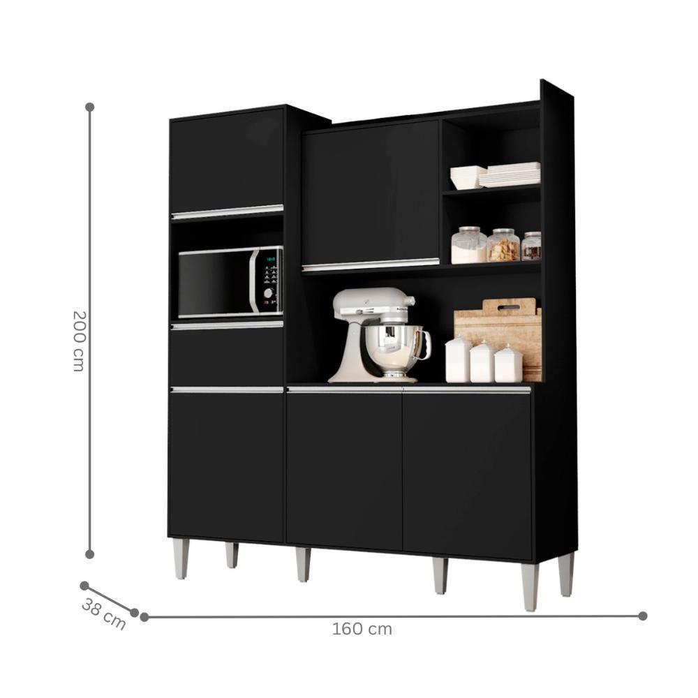 Armario De Cozinha Completo Saturno Preto Fosco - 2