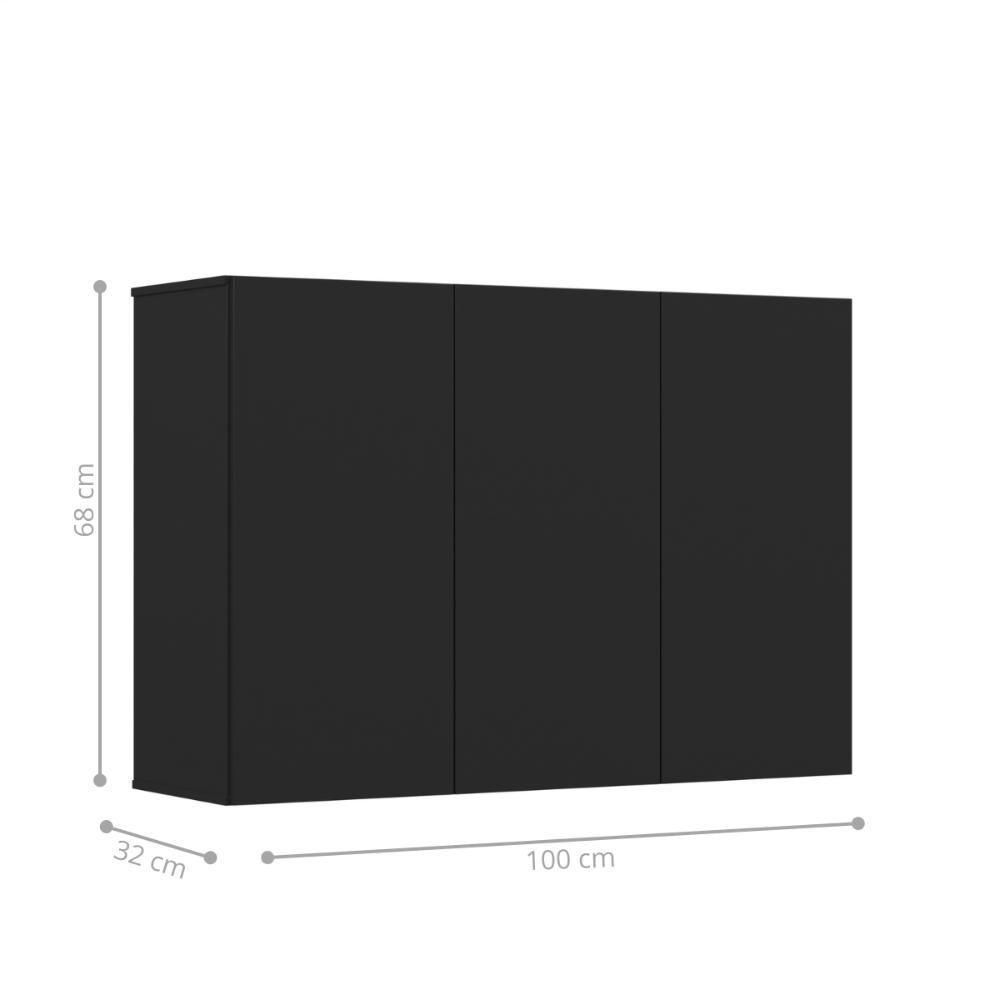 Armario Aéreo Liza 03 Portas Preto - 2