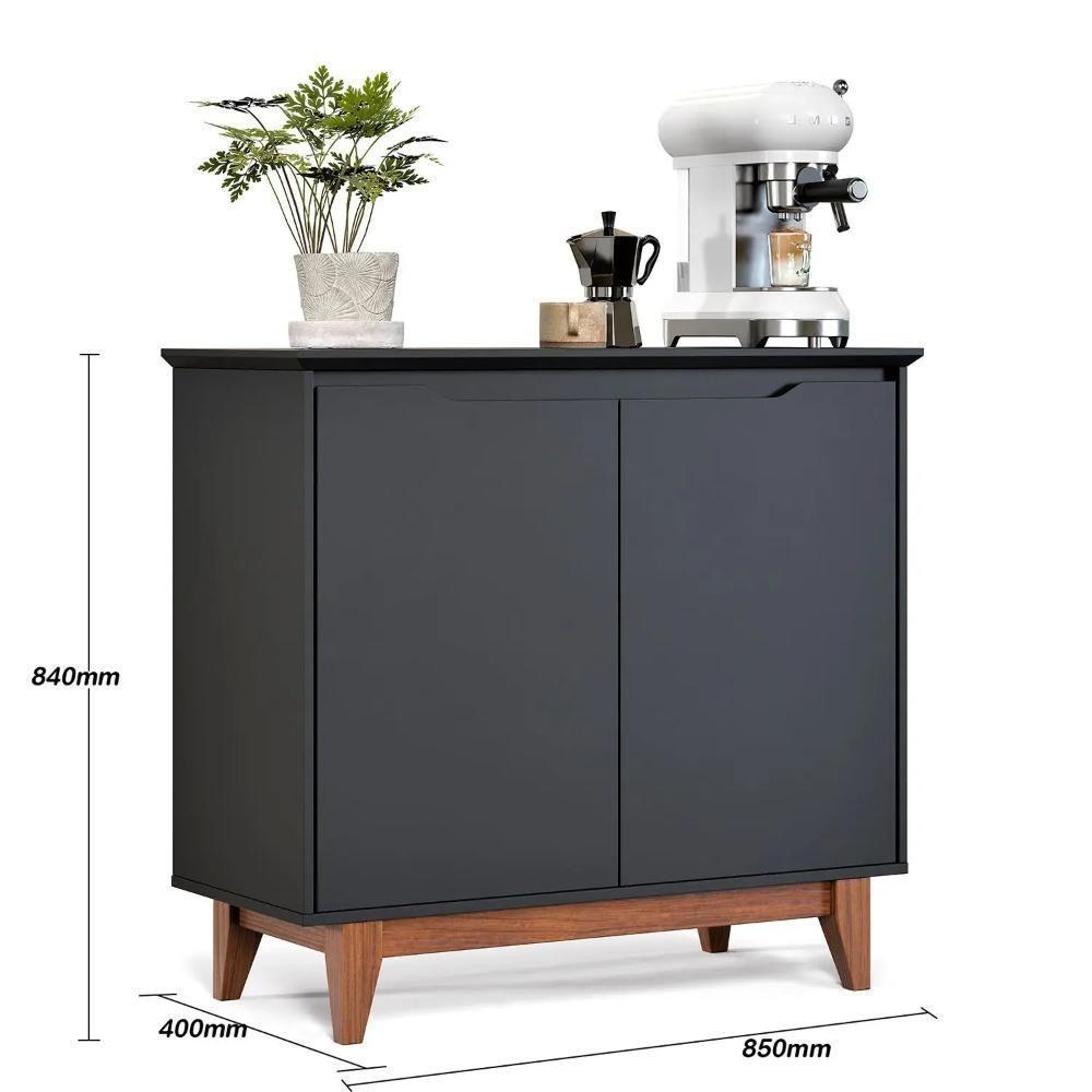 Aparador Buffet Balcão 2 Com Gaveta Portas Gucci Preto - 2