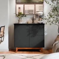 Aparador Buffet Balcão 2 Com Gaveta Portas Gucci Preto - 1