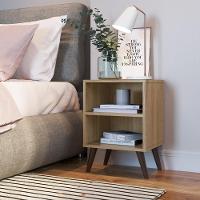 Mesa De Cabeceira Nicho 39cm Com Prateleira E Pés Palito Retrô Oak - 1