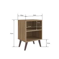 Mesa De Cabeceira Nicho 39cm Com Prateleira E Pés Palito Retrô Oak - 3
