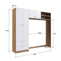 Guarda-roupa Infantil 4 Portas E 2 Gavetas Com Nichos, Prateleira E Cabideiro Para Quarto De Bebê Nogal Com Branco - 3