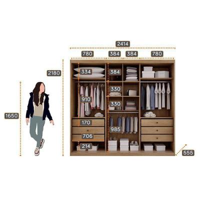 Guarda Roupa Casal Palazzo 3 Portas 6 Gavetas Cumaru 25 Fendi com Espelho