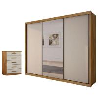 Guarda Roupa Casal Palazzo Com Espelho E Gaveteiro Suiça Cumaru 25 Fendi - Novo Horizonte - 1