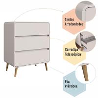 Cômoda Infantil Multiuso 3 Gavetas E Trocador Para Quarto De Bebê Estilo Retrô Bege Dunas - 5