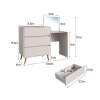 Cômoda Penteadeira Multifuncional Com Espelho E 3 Gavetas Grande Para Quarto Estilo Retrô Bege Dunas
