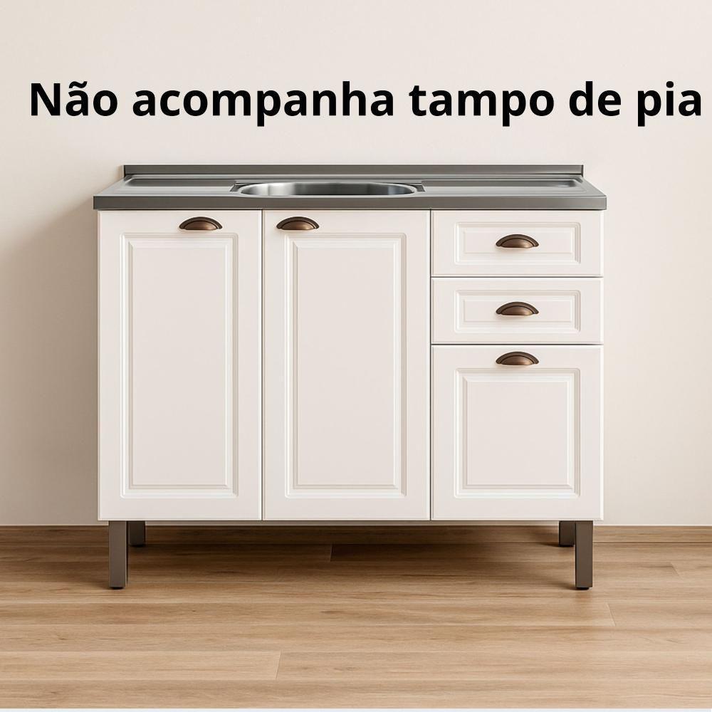 Cozinha Americana 4 Peças Branco Amoudi Móveis Branco - 4