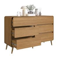 Cômoda Aparador Multiuso 6 Gavetas Estilo Retrô Moderna Para Quarto Ou Sala Carvalho Xingu - 6