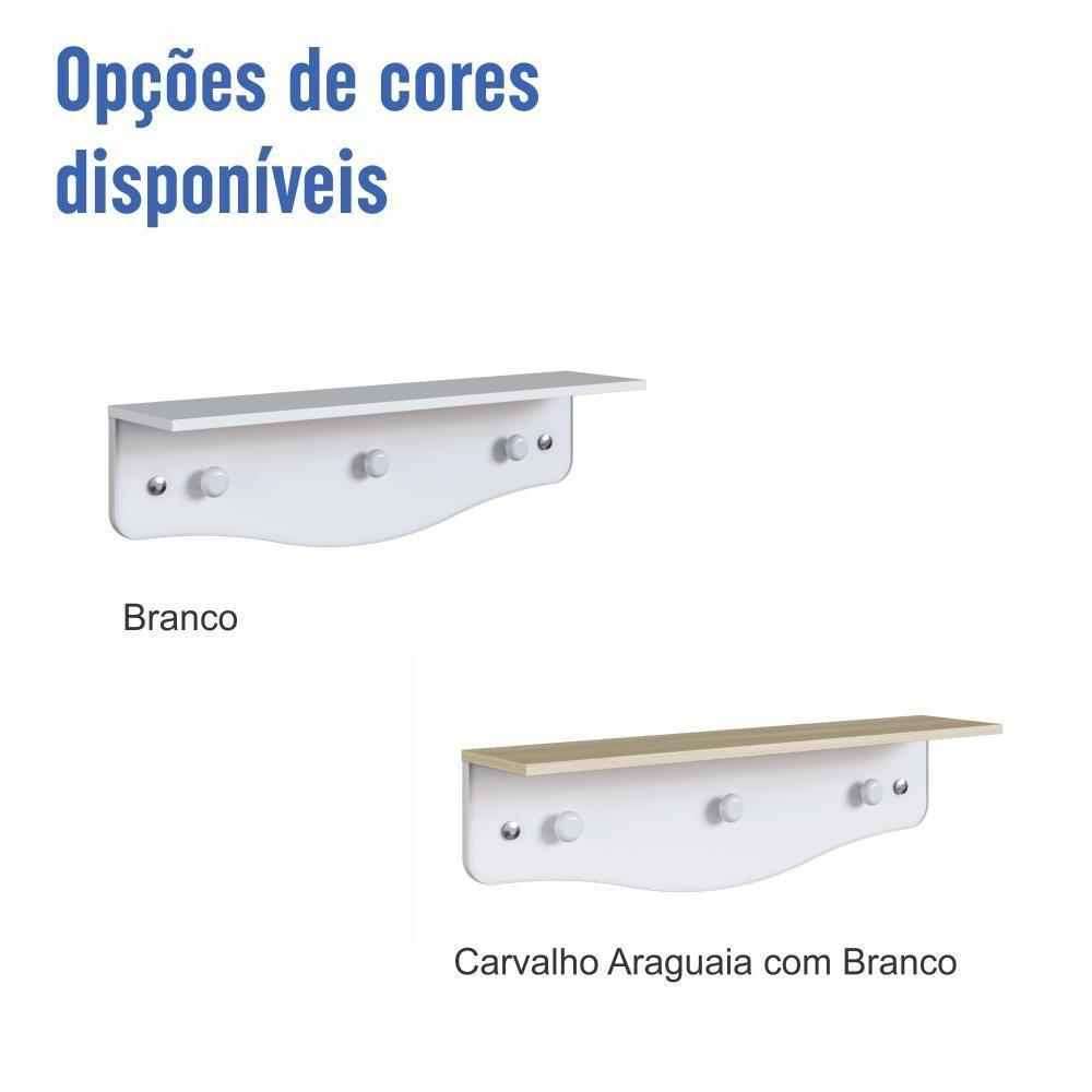 Prateleira Com Cabideiro Decorativo Infantil De Parede Branco - 6