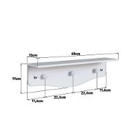 Prateleira Com Cabideiro Decorativo Infantil De Parede Branco - 3