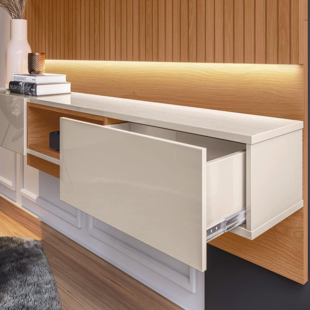 Painel Para Tv Riga Jequitiba Ripado 3d-off White Perolizado - 4