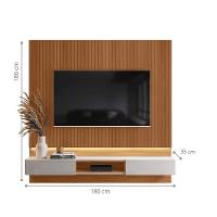 Painel Para Tv Riga Jequitiba Ripado 3d-off White Perolizado - 2