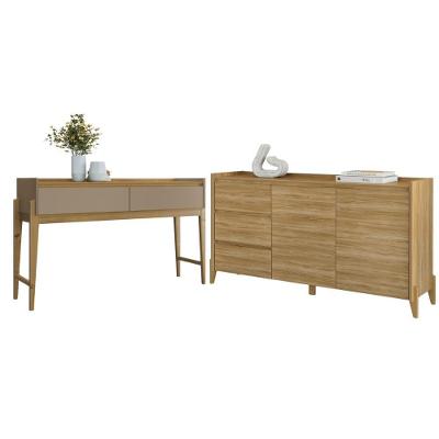 Conjunto Aparador Buffet Para Sala 3 Gavetas Lens Cadiz Hannover + Aparador Para Sala 2 Gavetas Cadiz Hannover Fendi