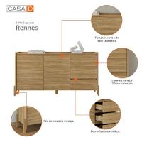 Conjunto Aparador Buffet Para Sala 3 Gavetas Lens Cadiz Hannover + Aparador Para Sala 2 Gavetas Cadiz Hannover Fendi - 7