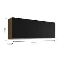 Armario Aereo Texas 4pts 1,60m Amedoa Preto - 2