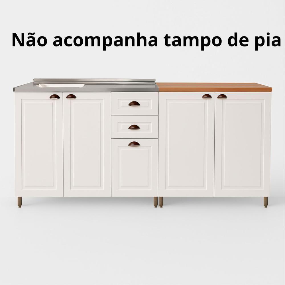 Cozinha Americana 3 Peças Branco Amoudi Móveis Branco - 4