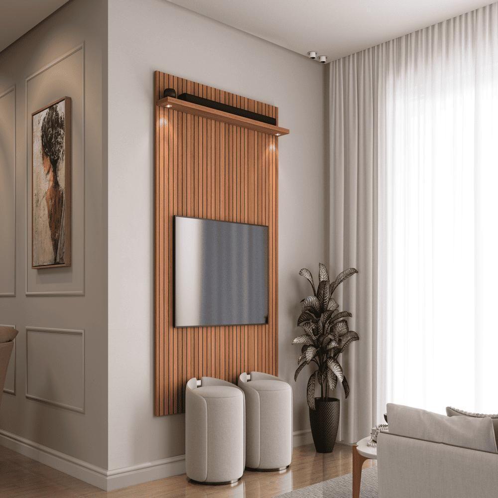 Painel Tv Berlim Jequitiba Ripado 3d - 1