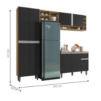 Aéreo E Balcão Para Cozinha Toronto Amendoa Preto - 2