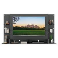 Painel Tv 60 com Suporte e Prateleiras de Vidro Grafite