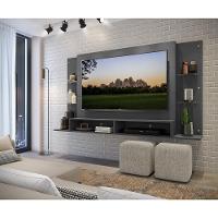 Painel Tv 60 com Suporte e Prateleiras de Vidro Grafite - 6