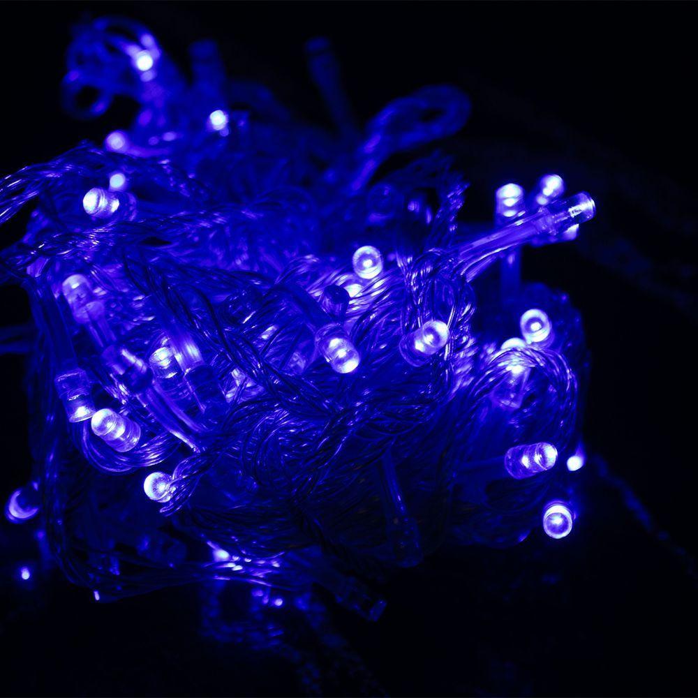Led Pisca Cordão Com 10 Metros 100 Lampadas Formato Gota Fio Crystal Tomada Luz Natal Ano Novo Azul - 2