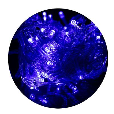 Led Pisca Cordão Com 10 Metros 100 Lampadas Formato Gota Fio Crystal Tomada Luz Natal Ano Novo Azul
