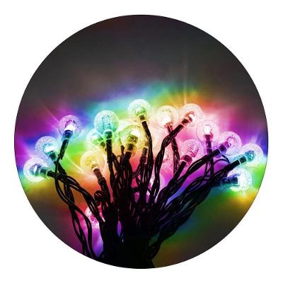 Cordão De Lampadas Led Pisca Formato Bolinha 5 Metros 20l Carregamento Solar Natal Colorido
