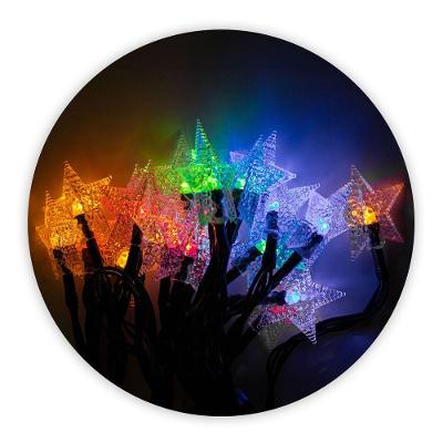 Cordão De Lampadas Led Pisca Formato Estrela 5 Metros 20l Carregamento Solar Natal Colorido