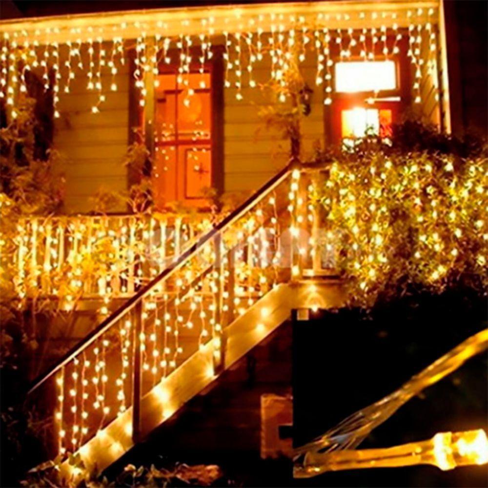 3,5 Metros Cascata Com 160 Lampadas Led Pisca Natal Branco Quente - 1