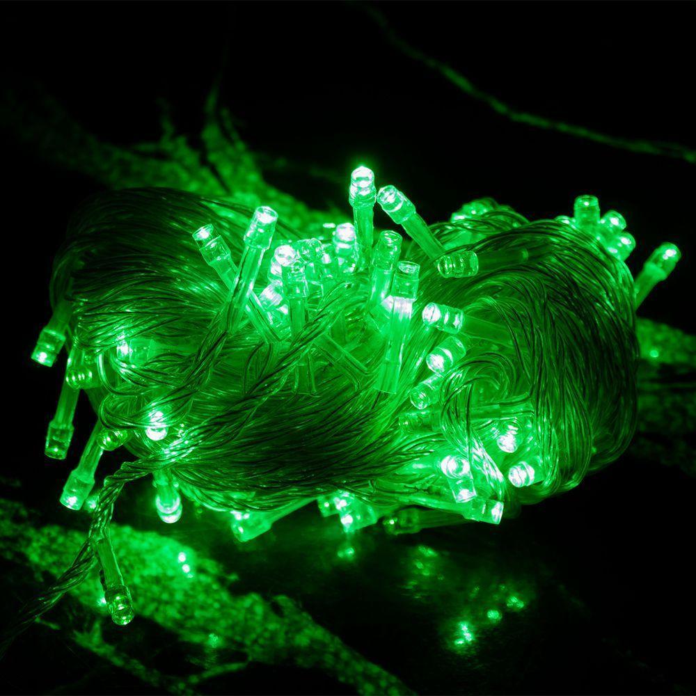 Led Pisca Cordão Com 10 Metros 100 Lampadas Formato Gota Fio Crystal Tomada Luz Natal Ano Novo Verde - 2