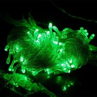 Led Pisca Cordão Com 10 Metros 100 Lampadas Formato Gota Fio Crystal Tomada Luz Natal Ano Novo Verde - 2