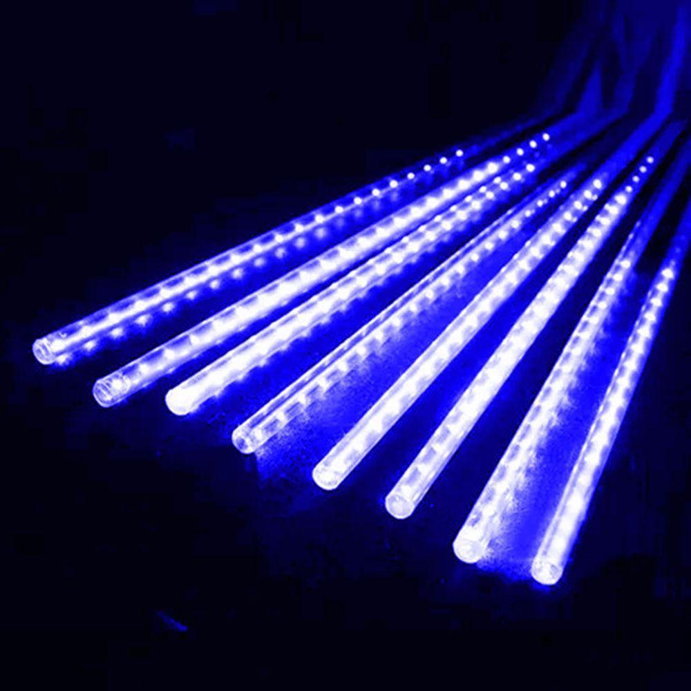 8 Tubos De Luz Led De 50cm Em Cascata De Iluminação Efeito Gelo Chuva Natal Azul - 1