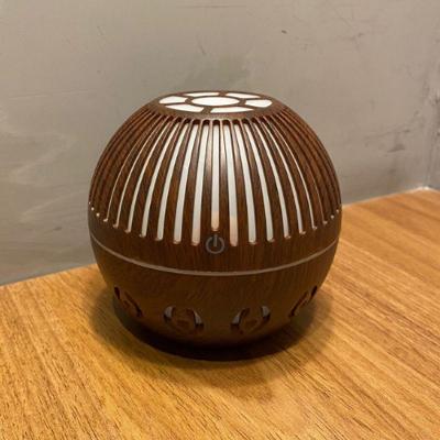 Umidificador Difusor De Aroma Ultrassonico Luz De Led Bola Rajada Mogno